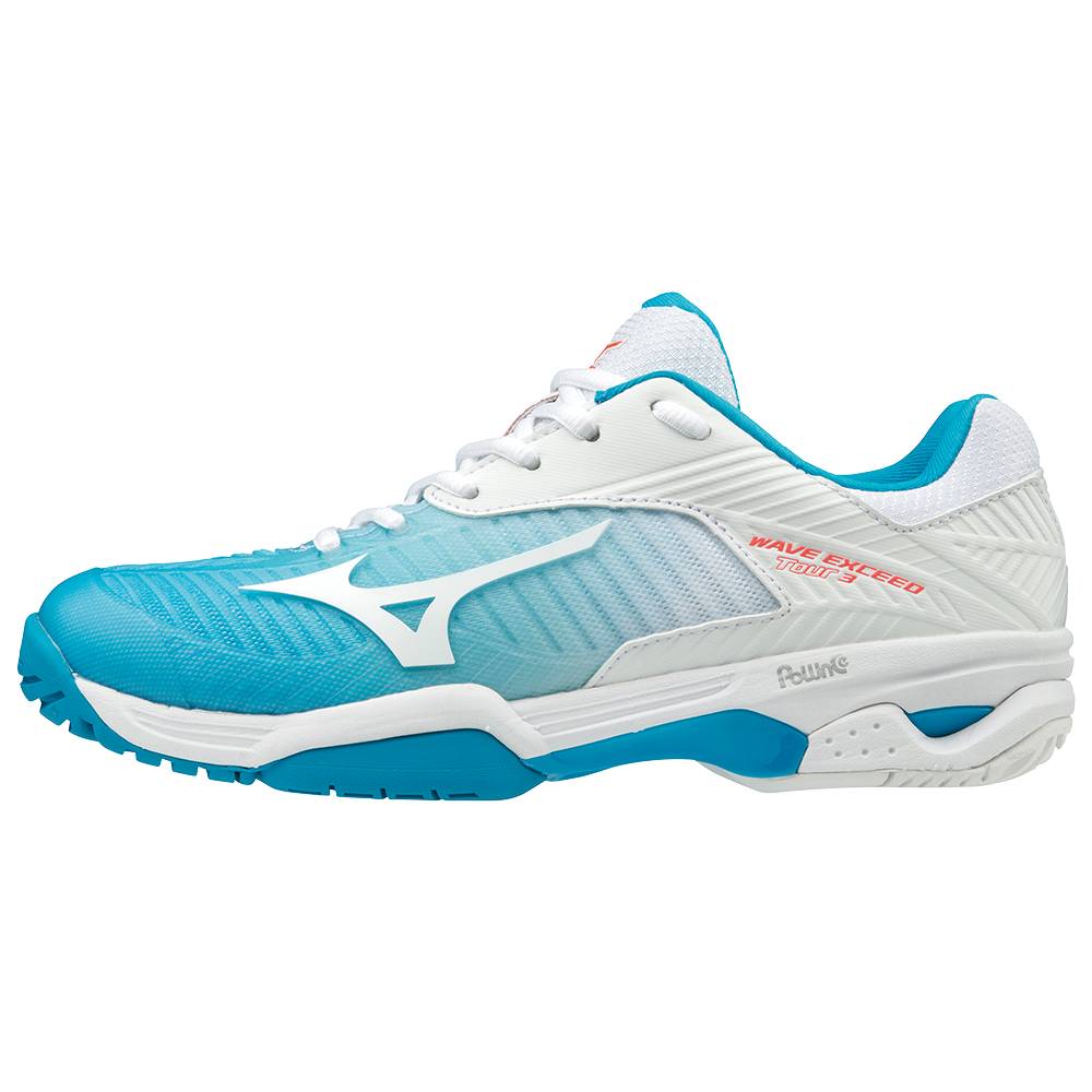 Womens Mizuno Wave Exceed Tour 3 AC Tennis Shoes Blue/Coral Philippines (KSDUZQ617)